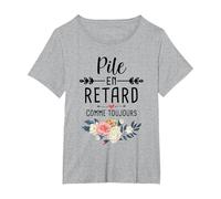 Hard Morning Always Late Humor Stack Late T-Shirt, Femme Grandes Tailles, Gris Chiné, 1X