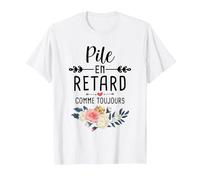 Hard Morning Always Late Humor Stack Late T-Shirt, Homme, Blanc, L