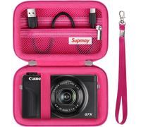 Hard Travel Case for Canon Powershot G7 X Mark II/G7 X Mark III Digital Camera Protective Storage Bag with Mesh Pocket for Battery,Charging Cable,Roserouge