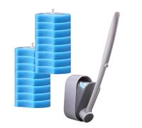 Hard Water Cleaner Remover - Wall Mount Scrubber Kit, Heavy-Duty Cleaning Brush with 16 Refill Pads, Ergonomic Grip for Deep Cleaning, Efficient Stain and Limescale Removal | Perfect for Toilets, Show