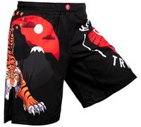 Hardcore Training Kids Boxing Shorts Japan Tiger Shorts de Boxe Enfants Garcon Équipement de Sparring Fitness (FR/ES, Âge, 10 ans, Taille normale, Black Red White)