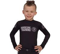 Hardcore Training Kids Rash Guard Recruit Black Unisex Chemise de Compression Enfant Couche de Base No Gi Fitness Entraînement BJJ Gym Workout Boxe