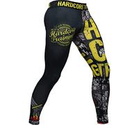 Hardcore Training Pantalon Compression Homme BJJ MMA No Gi Grappling Lutte | Pantalon de compression jiu jitsu, grappling, lutte, coupe ajustée, coutures plates et taille élastique à cordon