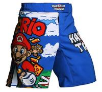 Hardcore Training Short de Combat MMA Homme Arts Martiaux BJJ Boxe Muay Thai Grappling No Gi (FR/ES, Alpha/Lettres, S, Taille Normale, Taille Normale, Blue Green)