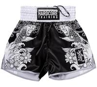 Hardcore Training Short Muay Thai Homme Kickboxing Boxe MMA Entraînement | Short de Muay Thai, kickboxing, boxe et MMA, coupe ample, fentes latérales et large taille élastique avec cordon de serrage