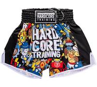 Hardcore Training Short Muay Thai Homme Kickboxing Boxe MMA Entraînement | Short de Muay Thai, kickboxing, boxe et MMA, coupe ample, fentes latérales et large taille élastique avec cordon de serrage