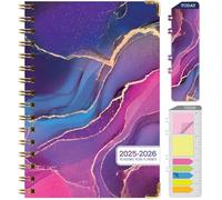Hardcover Agenda académique 2025-2026 : juin 2025 à juillet 2026 14 x 20,3 cm Agenda journalier hebdomadaire mensuel annuel marque-page, dossier de poche et notes adhésives (marbre rose violet)