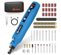 HARDELL Outil rotatif sans fil, kit de 5 outils rotatifs à vitesse variable avec 61 accessoires, outil rotatif de charge type C 3,7 V pour gravure, ponçage, polissage,