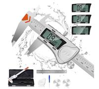 HARDELL Pied à Coulisse Numérique, IP54 Étanche avec 3 Piles & Capot de Rechange, Micromètre Vernier en Acier Inoxydable Haute Résistance, Pouce/mm/Fraction pour le Bricolage et l'Impression 3D