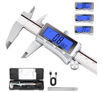 HARDELL Pied à coulisse numérique, outil de mesure rechargeable avec écran LCD rétroéclairé, tous les étriers en métal, micromètre numérique à arrêt automatique, pouces/mm/fraction pour la maison