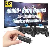 Hardisk Console Pro 4K HDMI Portable Connectable à la TV +25 000 Jeux Préinstallés USB HD 64 Go Arcade 2 Télécommandes Sans Fil 2,4 GHz Configurée et Facile à Utiliser