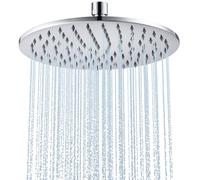 HardiValue Pommeau de douche à effet pluie, Pommeau de douche en acier inoxydable, Buses anti-calcaire (Chrome, 25 cm)