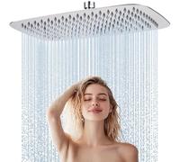 HardiValue Pommeau de douche, douche à effet pluie, 35 x 22 cm, en acier inoxydable, buses anti-calcaire, chromé