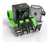 HARDTWERK® Lot de 4 Sangles d'arrimage à cliquet - 6m, Force de préhension 1000 kg - Certifiées TÜV & GS - Sangles d'arrimage polyvalentes pour Un Usage Professionnel - Remorque, Bagage et Camping