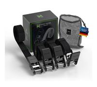 HARDTWERK® Lot de 4 Sangles d'arrimage à cliquet - 6m, Force de préhension 1000 kg - Certifiées TÜV & GS - Sangles d'arrimage polyvalentes pour Un Usage Professionnel - Remorque, Bagage et Camping