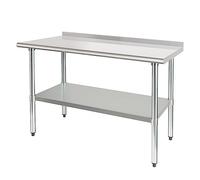 HARDURA Table de préparation des Aliments en Acier Inoxydable 61×122cm avec étagère et dosseret pour Restaurant, Cuisine, Maison et hôtel