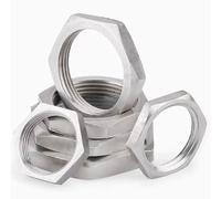 Hardware Nuts, 10Pcs Female Thread Hex Lock Nut Pipe Fitting Stainless Steel 304 Hexagonal Thin nut Silver(M22x1.5)