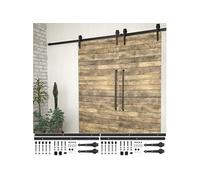 Hardwaresets voor schuifdeuren 2 st 200 cm staal zwart3059839