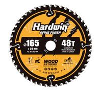 Hardwin Lame de Scie Circulaire 165x20mm 48 Dents Carbure, Coupe Propre pour Contreplaqué, Aggloméré, Panneaux et MDF, Trait 1.8mm, avec Bague 16mm, Makita, Bosch
