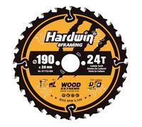 Hardwin Lame Scie Circulaire 190x30mm (24 Dents), pour Bois, Panneaux de Particules, Contreplaqué, Bois Dur, etc. Compatible avec Dewalt, Makita, Bosch