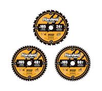 Hardwin Lames Scie Circulaire 165x20mm pour bois-Pack 3 (24+48+60 Dents), Adaptée au Bois/Particules/Contreplaqué/Bois Dur, Compatible Dewalt, Makita, Bosch