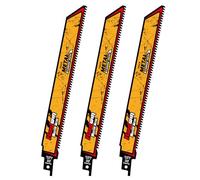 Hardwin Lot de 3 Lames de Scie Sabre Carbure 225mm (9") 8 TPI - Coupe Haute Performance pour Métaux Durs, Fonte et Acier Allié - Dents en Carbure Ultra Durables - Tige Universelle 1/2"