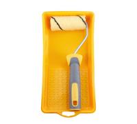 HARDY WORKING TOOLS Set peintre, rouleau de couleurs, récipient et rouleaux de couleurs en polyester, Hauteur des poils 9mm, Longueur 10cm, Diamètre 30mm, Jaune-noir-gris, A0180-526000