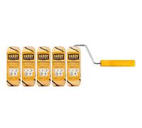 HARDY WORKING TOOLS Set peintre, rouleau de couleurs et 5 rouleaux de couleurs en polyester, Hauteur des poils 13mm, Longueur 18cm, Diamètre 48mm, noir-jaune, A0180-516000.