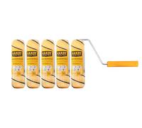 HARDY WORKING TOOLS Set peintre, rouleau de couleurs et 5 rouleaux de couleurs en polyester, Hauteur des poils 13mm, Longueur 25cm, Diamètre 48mm, noir-jaune, A0180-515000