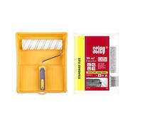 Hardy Working Tools Lot de 4 : rouleau 25 cm Maxprofi, bac 32x38 cm et bâche de protection 4x5 m. Manchons 48 mm et 12 mm inclus pour divers travaux de peinture.