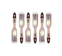 HARDY WORKING TOOLS Lot de 6 Pinceaux Plats 35 mm - Série 45 - Fibres Synthétiques, Manche Bois Naturel, Virole en Acier - Pour Peinture, Vernis, Huile et Lasure