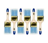 HARDY WORKING TOOLS - Lot de 6 Pinceaux Plats 60 mm Série 42, Pinceau pour Lasure sur Bois et Vernis Métal - Poils Synthétiques Clairs de Haute Qualité