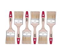 HARDY WORKING TOOLS Set de pinceaux plats 6 pièces, 6 pièces - 60 mm de largeur, Set de pinceaux avec manche en bois, pinceaux vernis Série *36*, 6PCS, jeu de pinceaux A0200-360625