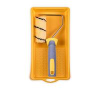 HARDY WORKING TOOLS Set peintre, rouleau de couleurs, récipient et rouleaux de couleurs en polyester, Hauteur des poils 9mm, Longueur 10cm, Diamètre 30mm, Jaune-noir-gris, A0180-526000