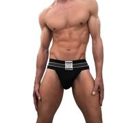 HARDYJOCK Sous-vêtements sexy pour homme avec suspensoir Jock Strap - Caleçon sport athlétique pour gymnase avec support pour hommes avec taille profonde Tailles S - 3XL, noir profond, L