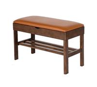HARELA Banc de Rangement avec Coussin Rembourré, Banc Chaussures en Bois Massif, Banc avec Étagère À Chaussures Invisible, pour L'entrée, Le Couloir, Le Vestiaire, la Chambre(72cm/28.3in)