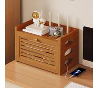 HARELA Boite de Stockage pour Routeur WiFi, Rangement Box Internet, Boîte de Rangement pour Câble, Cache Box Internet et Cable Très Utile pour Mettre Le Matériel Internet(Brown,40.5cm/15.9in)