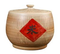 HARELA Céramique Récipient de Stockage de Riz, 5KG/10KG/15KG Seau à Riz en Céramique avec Couvercle, Riz Grains Conteneur de Stockage pour Riz Conservation des Aliments(28 * 28cm/11 * 11in)