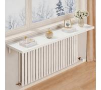 HARELA Etagere Cache Radiateur, Etagere Radiateur Mural en MDF, Capacité de Charge 25 Kg, pour la Maison, Le Salon, Le Couloir(White,120x20cm/47.2x7.9in)