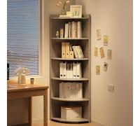 HARELA Étagère d'angle Bibliothèque indépendante en Bois, Rangement pour CD/Films/Livres, Étagère de Rangement Utilitaire pour Salon et Chambre(Grey,180cm/70.9in)