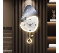 HARELA Horloge Murale multifonctionnelle décorative, Magnifique Horloge Murale avec éclairage LED, Sculpture Murale pour décoration, Silencieuse sans Tic-Tac(Blue,30x65cm/11.8x25.6in)