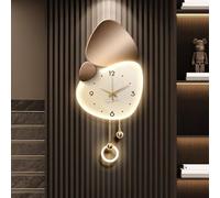 HARELA Horloge Murale multifonctionnelle décorative, Magnifique Horloge Murale avec éclairage LED, Sculpture Murale pour décoration, Silencieuse sans Tic-Tac(Brown B,40x86cm/15.7x33.8in)