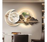 HARELA Magnifique Horloge Murale avec éclairage LED, Montre Murale Moderne, décoration Murale, Silencieuse sans Tic-Tac, pour Salon, Chambre, Bureau et Maison(Brown,120x60cm/47.2x23.6in)