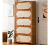 HARELA Meuble Chaussure d’Entrée en Bambou, Armoire Etagere Grande Capacité, Séparateur Réglable, pour Entrée, Couloir, Chambre(80x32x172cm/31.5x12.6x67.7in)