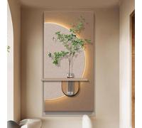 HARELA Peinture décorative 3D de plante verte avec éclairage LED, Peinture murale décorative en grès Pour fond de canapé, chevet, couloir(Brown,70x140cm/27.6x55.1in)