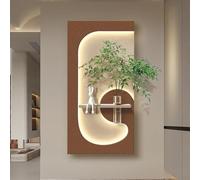 HARELA Peinture murale décorative en grès, Décoration murale 3D avec éclairage LED, Applique murale suspendue Pour fond de canapé, chevet, couloir(Brown,40x80cm/15.7x31.5in)