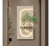 HARELA Peinture murale décorative en grès, Décoration murale 3D avec éclairage LED, Applique murale suspendue Pour fond de canapé, chevet, couloir(White,40x80cm/15.7x31.5in)