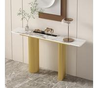 HARELA Table Console d'entrée avec Rangement, Table de Canapé Industrielle Rustique pour Salon, Ferme étroite Table derrière Le canap(Gold C,100cm/39.4in)