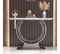 HARELA Table Console d'entrée, Table d'appoint, Table de Canapé Industrielle Rustique pour Salon, avec Cadre géométrique en métal, pour Salon, entrée(Gray A,100cm/39.4in)