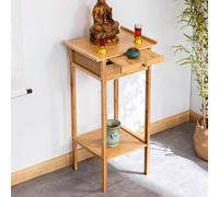 HARELA Table De Puja avec Tiroir, Table D'autel Personnelle, Forte Capacité De Charge, Robuste Et Durable, présentoir Polyvalent for la décoration intérieure(Wood,45cm/17.7in)